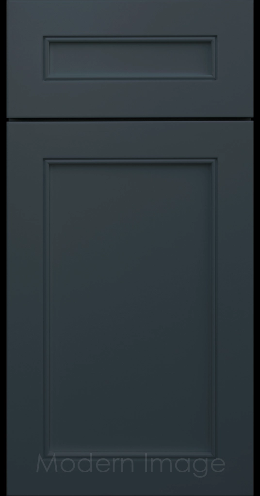 Highland Naval painted Shaker kitchen cabinet door with wide rails and a flat center panel.
